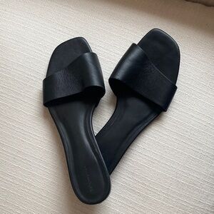 Reformation Black Leather Slide Sandals